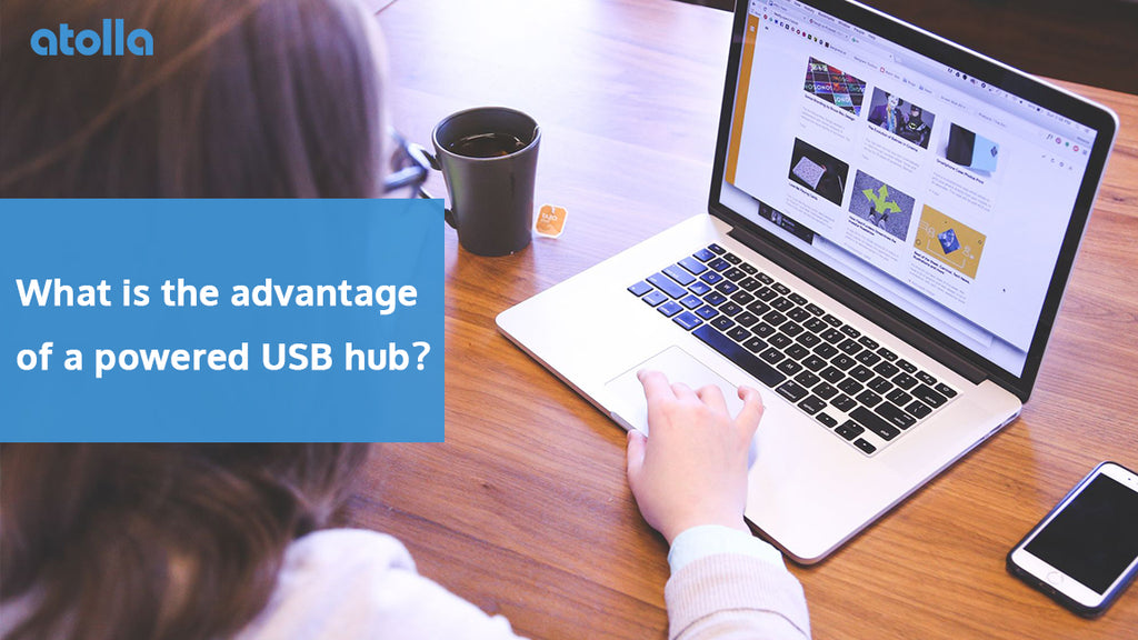 What is the advantage of a powered USB hub?
