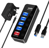 atolla 5-Port USB 3.0 Hub with England Standard Adapter(D2, UK Plug)