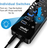 atolla 16-Port Powered USB Hub with American Standard 12V/6A Power Adapter and Individual Switches(CH-316U3, US Plug)
