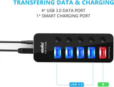 atolla 5-Port USB 3.0 Hub with England Standard Adapter(D2, UK Plug)