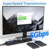 atolla 16-Port Powered USB Hub with American Standard 12V/6A Power Adapter and Individual Switches(CH-316U3, US Plug)