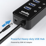 atolla 10 Port Powered USB 3.0 Hub with England Standard Adapter(CH-310U3, UK Plug)