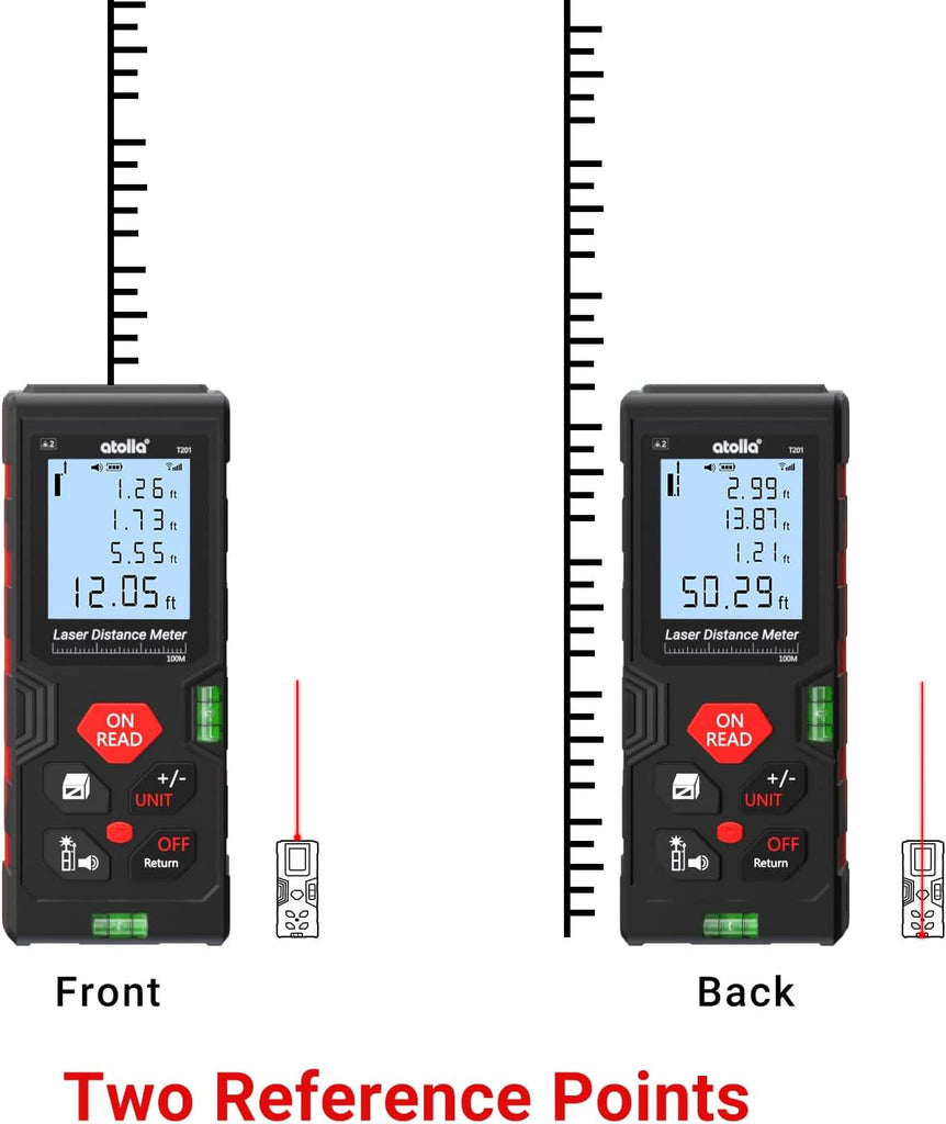 atolla 100m Laser Distance Range Finder with Bubble Level and Large LCD Backlit (T201-100)