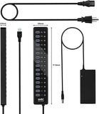atolla 16-Port Powered USB Hub with American Standard 12V/6A Power Adapter and Individual Switches(CH-316U3, US Plug)