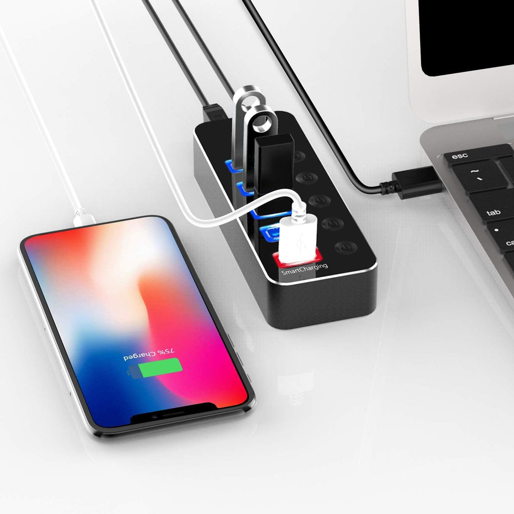 atolla 5-Port USB 3.0 Hub with England Standard Adapter(D2, UK Plug)