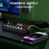 atolla 7-Port Powered USB 3.0 Hub with Swappable Illuminated Icon Switch and 12V/3A European Standard Power Adapter (KR307, European Plug)