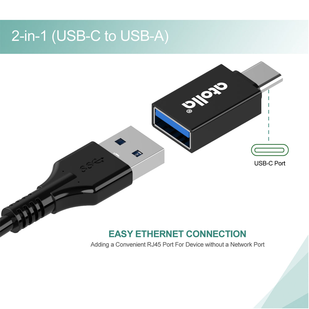 atolla USB 3.0 Ethernet Hub with USB C Adapter (ZH-301C)