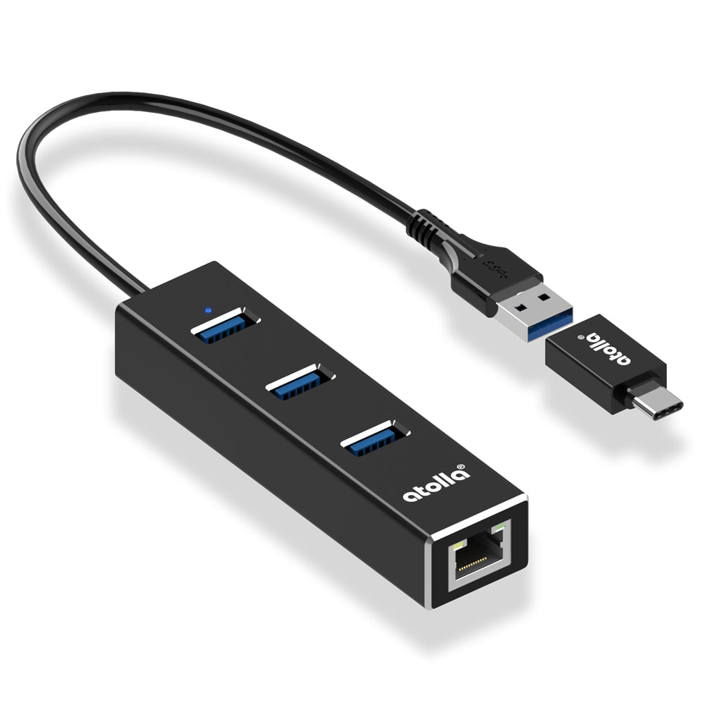 atolla USB 3.0 Ethernet Hub with USB C Adapter (ZH-301C)