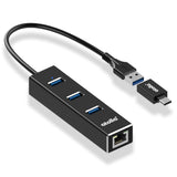 atolla USB 3.0 Ethernet Hub with USB C Adapter (ZH-301C)