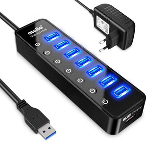 atolla 8-Ports Powered USB 3.0 Hub  with European Standard Adapter(CH-207U3)