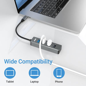 atolla Aluminum USB C to USB Adapter with USB 3.0 Port & 3 USB 2.0 Ports (C106U2)