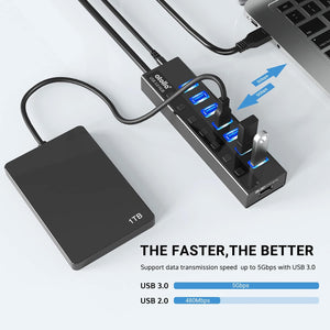 atolla 8-Port Powered USB 3.0 Hub with England Standard Adapter (GMS-218, UK Plug)