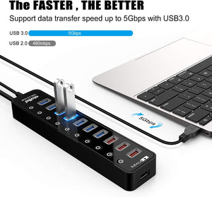 atolla 11-Port Powered USB 3.0 Hub with US Standard Adapter (CH-210U3)