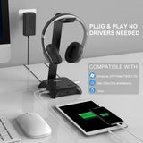 atolla  6-Ports Powered USB Hub with Headphone Stand and 12V/2.5A Power Adapter (HA02)