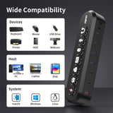 atolla 7-Port Powered USB Hub with US Standard Power Adapter（KR407, US Plug)