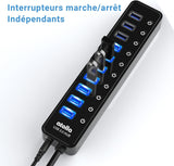atolla 10 Port Powered USB 3.0 Hub with European Standard Adapter（CH-310U3, EU Plug）