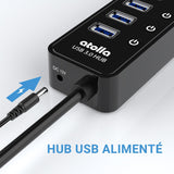 atolla 10 Port Powered USB 3.0 Hub with European Standard Adapter（CH-310U3, EU Plug）