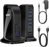 atolla Vertical 7-Port Powered USB 3.0 Hub with US Standard Power Adapter（A607, US Plug）
