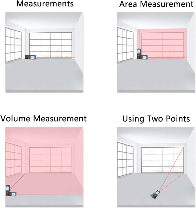 atolla 60m Laser Distance Range Finder with Bubble Level and Large LCD Backlit （T201）