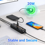 atolla 8-Port USB 3.2/USB C Hub with US standard Powered adapter（CH-207U3.2A, US Plug）