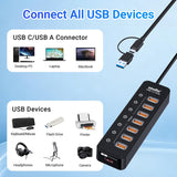 atolla 8-Port USB 3.2/USB C Hub with US standard Powered adapter（CH-207U3.2A, US Plug）