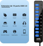atolla 10 Port Powered USB 3.0 Hub with European Standard Adapter（CH-310U3, EU Plug）