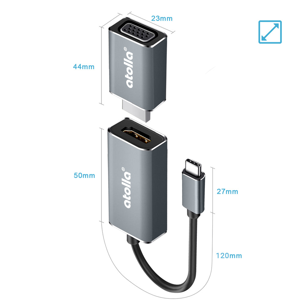USB-C to HDMI/VGA Converter For Computer/Laptop/Phone/Pad