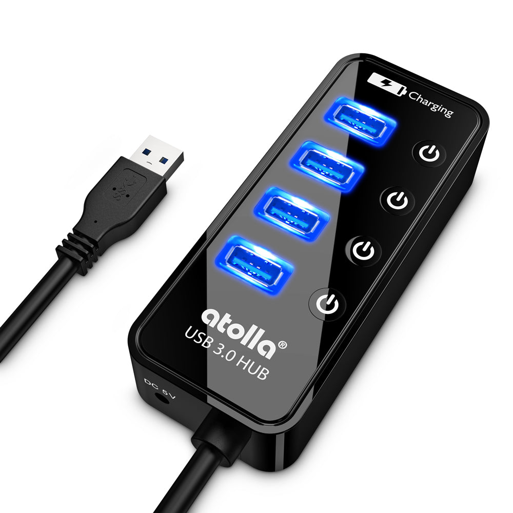 atolla 4 Ports USB 3.0 Hub with Cable Length 2 Feet, No AC Adapter