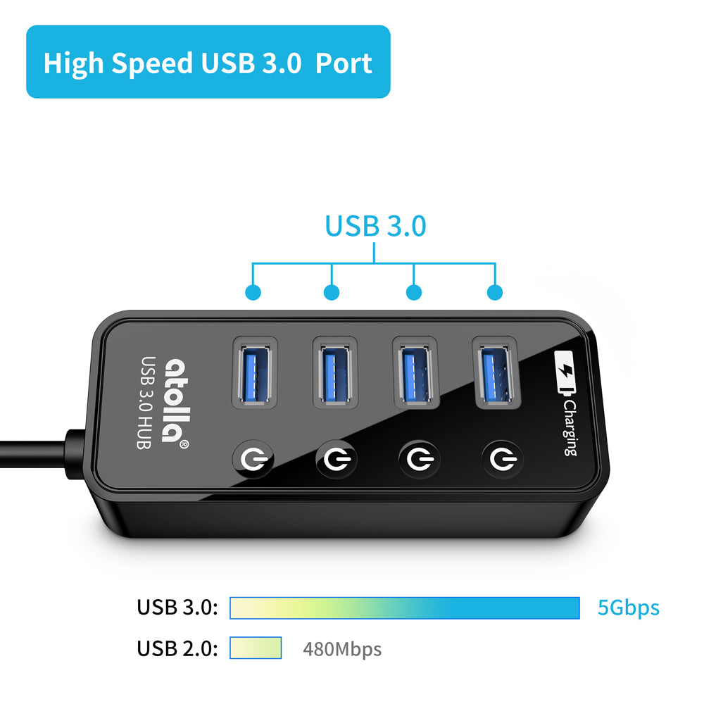 Hub USB 3.2, multiport USB, 4x ports USB, alimentation externe, 2,5 W -  PEARL