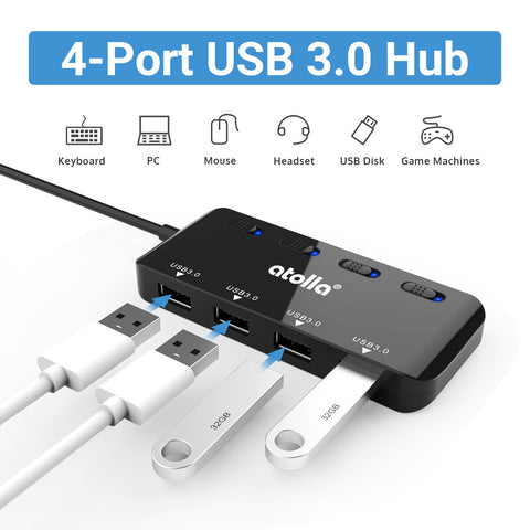 atolla 4 Port USB 3.0 Ultra Slim Data Hub  (GMS-1103U3 60cm)