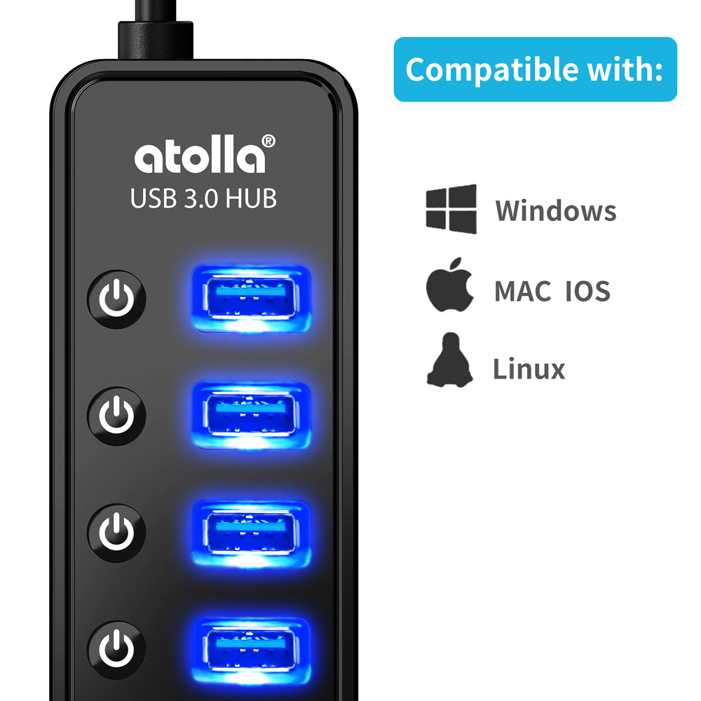 Atolla - Atolla Hub USB 3.0 Multiprise 11 Ports, USB 7-Ports