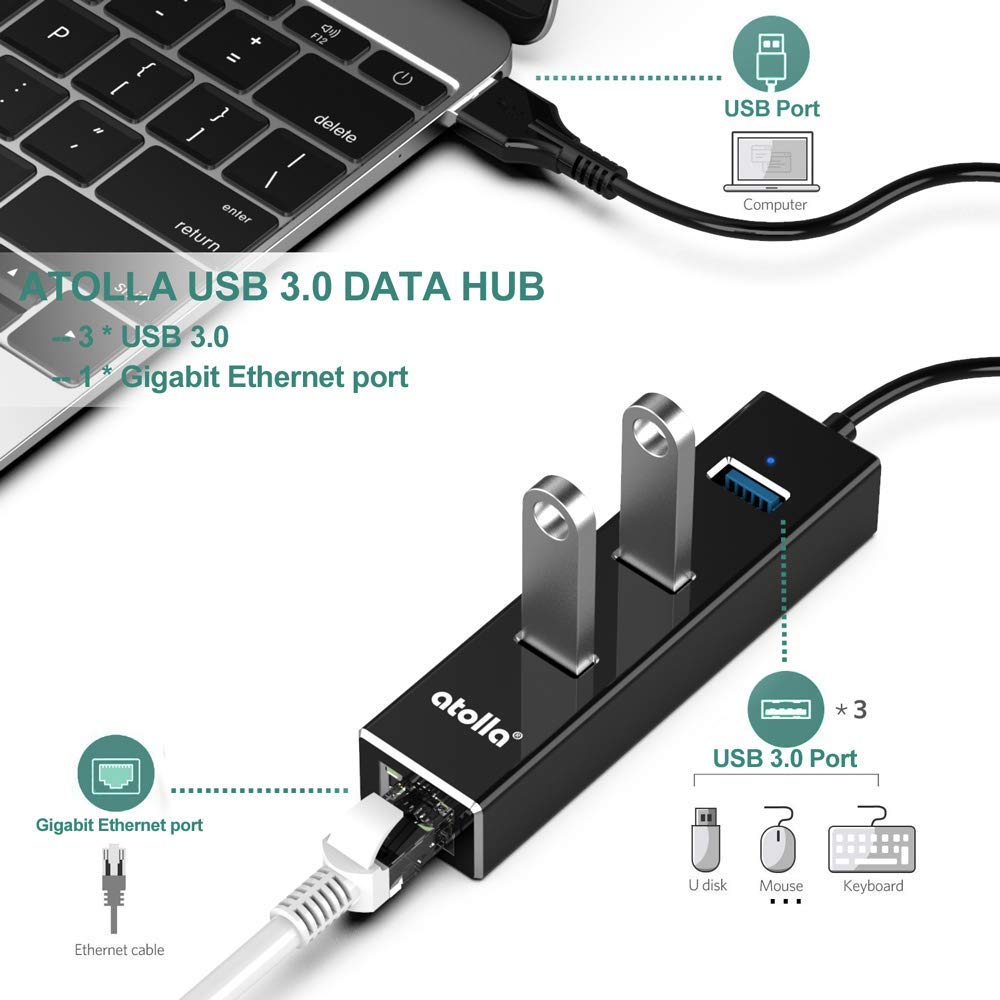 Unitek 4-Port USB 3.0 Hub, 4 Ft Long Cable USB Extension Multiple Port  Splitter with Micro USB Charging Port Compatible for Windows PC,  Laptop,Flash