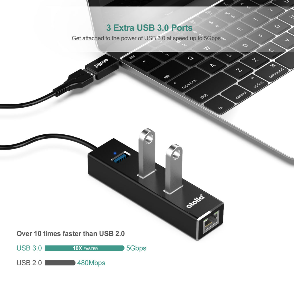 Adaptateur USB Type C HUB 3 ports USB + Lan