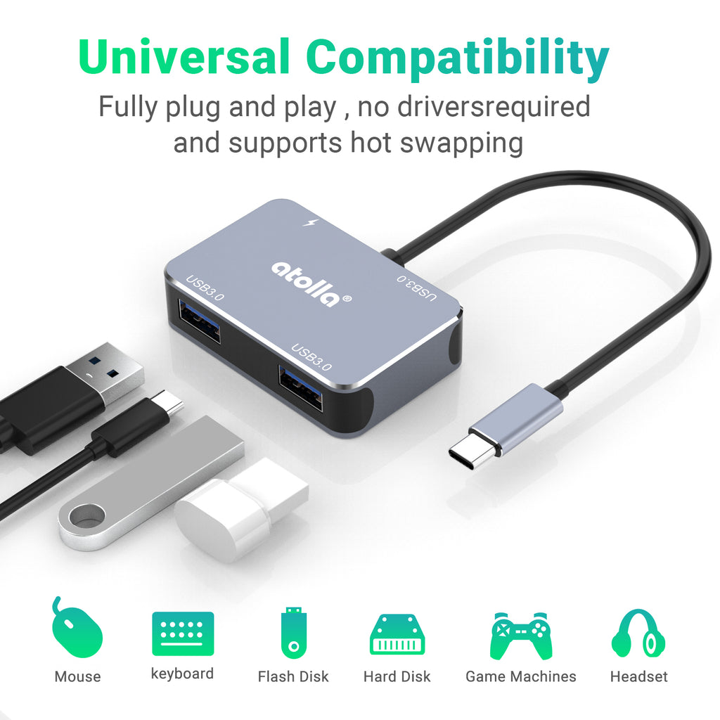 USB C Hub 4 Ports 3.0, USB C to USB Hub, 4Ports 3.0 USB Adapter Docking  Station for iMac, MacBook Pro/Air, Mac, Ipad Pro, Surface, Chromebook, PS4
