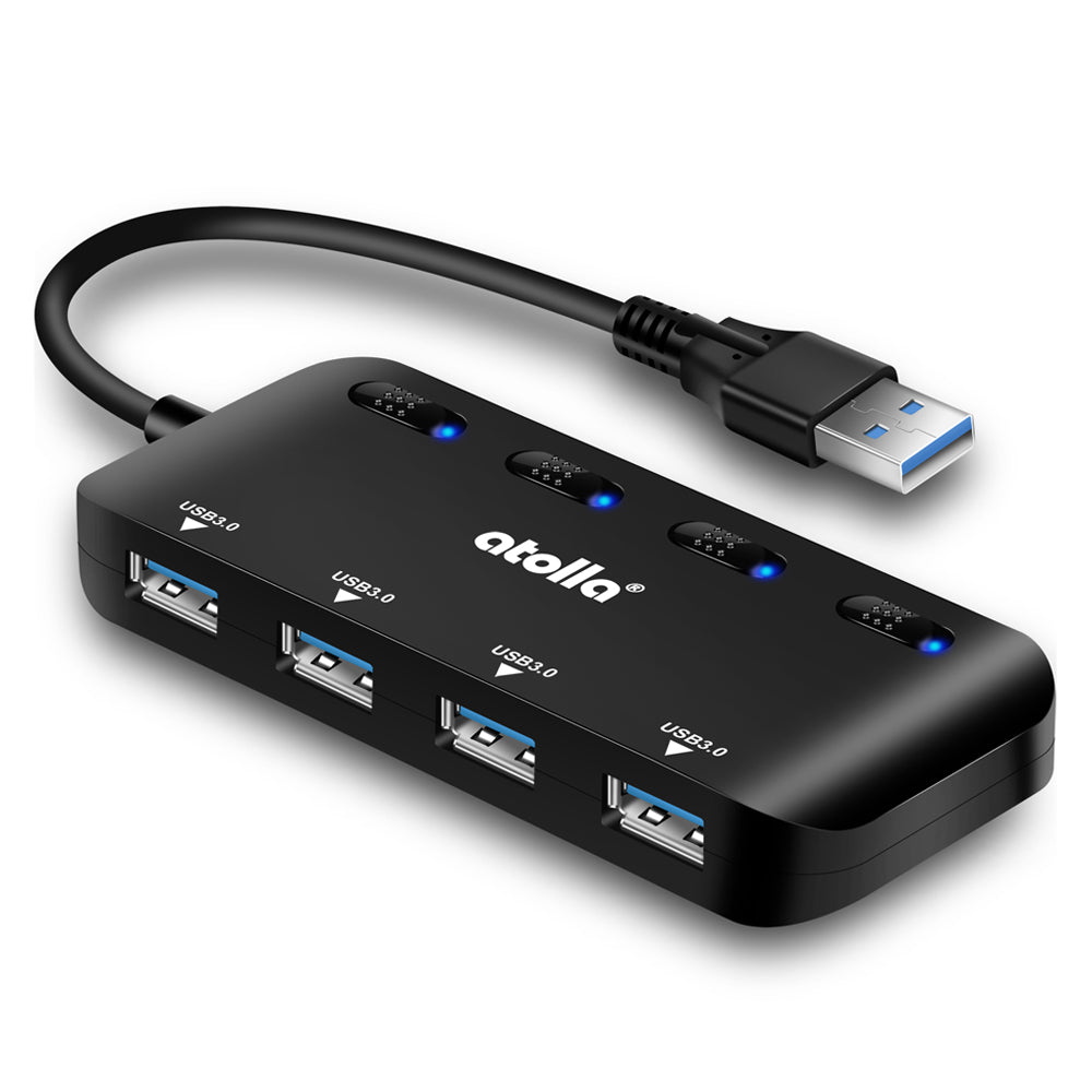  USB Hub, Portable 4 Port USB 3.0 Hub, Super Speed Data Sync  Adapter Universal for Computer, Laptop, USB Flash Drives and Mobile HDD :  Electronics