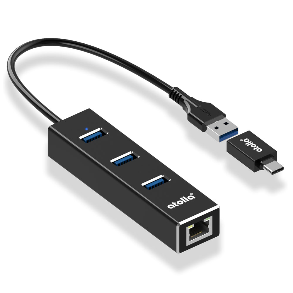 Comsol USB-C to Gigabit Ethernet 3 Port USB Hub