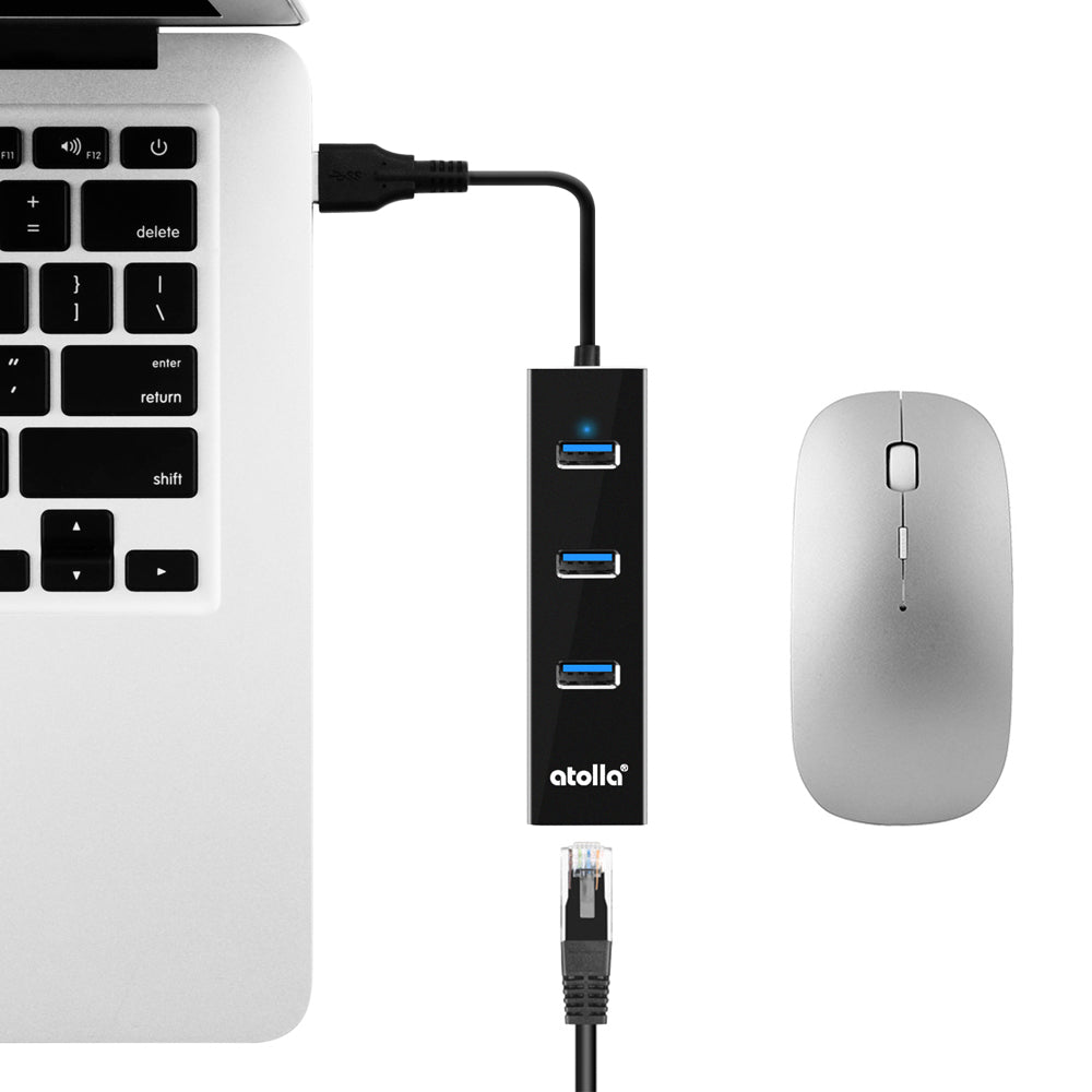 Hub USB 3.0 Atolla 4 Porte – Super Speed, Cavo Pieghevole, Ultra Sottile, Per PC/Laptop, Plug And Play